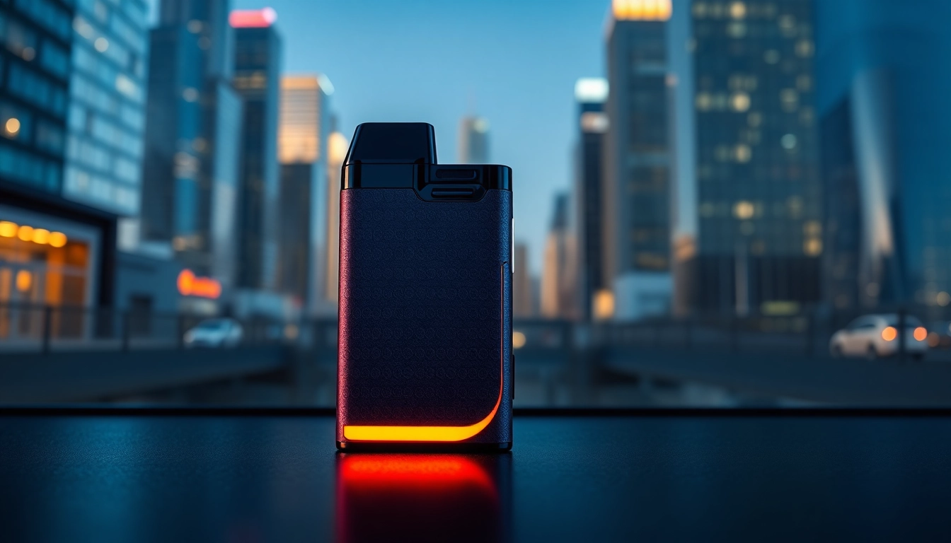 Experience the sleek design of a pod kit amidst an urban setting illuminated by natural light.