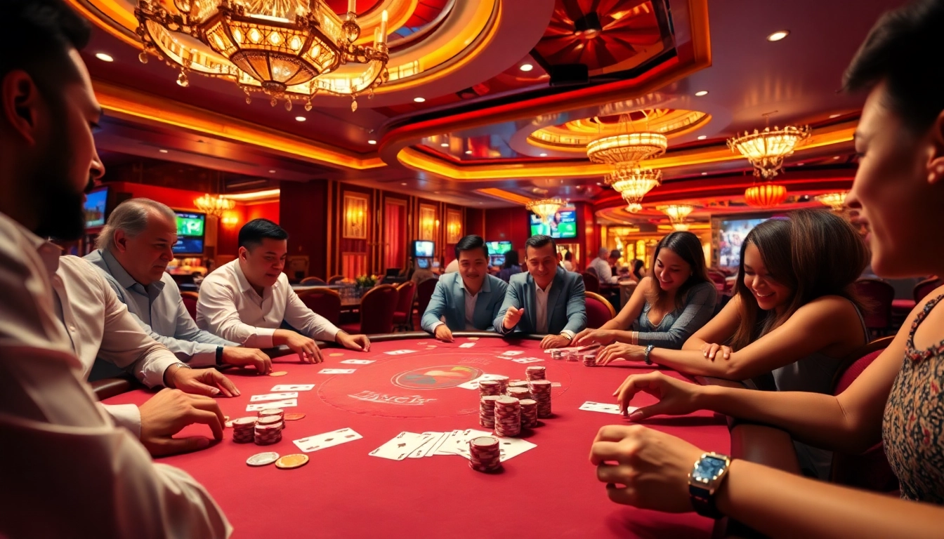 Experience high-stakes poker action at link thabet's vibrant casino table.