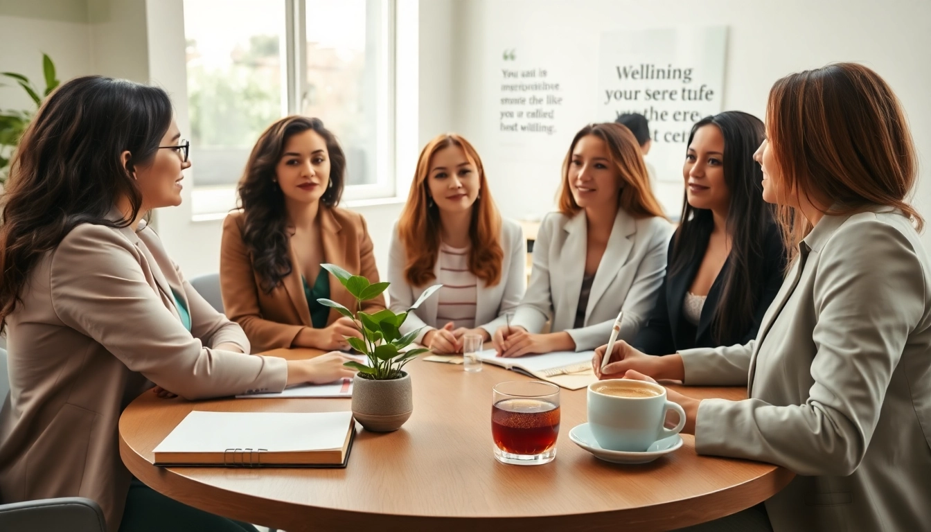 Women discussing health tips at https://womens-health-advice.org with a vibrant and collaborative atmosphere.