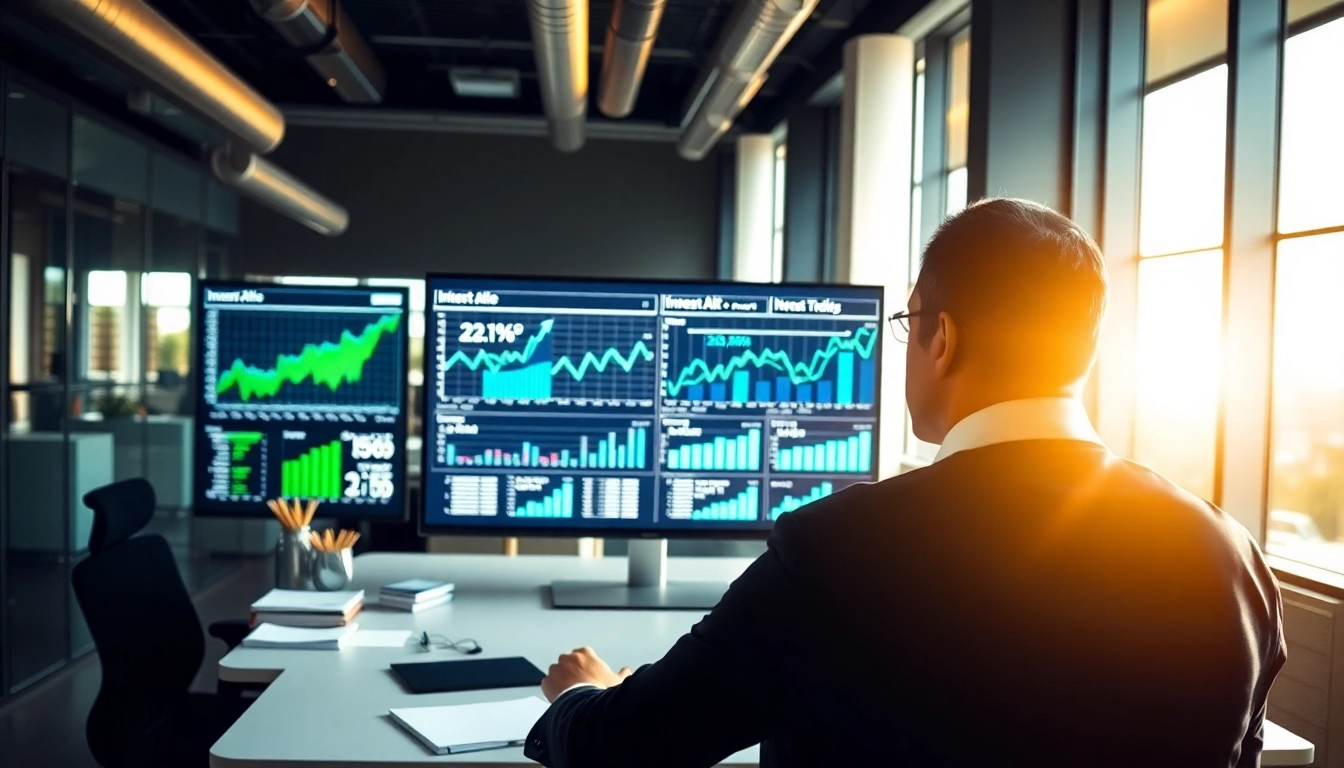 Analyze interest rates today with a financial expert in a modern office.