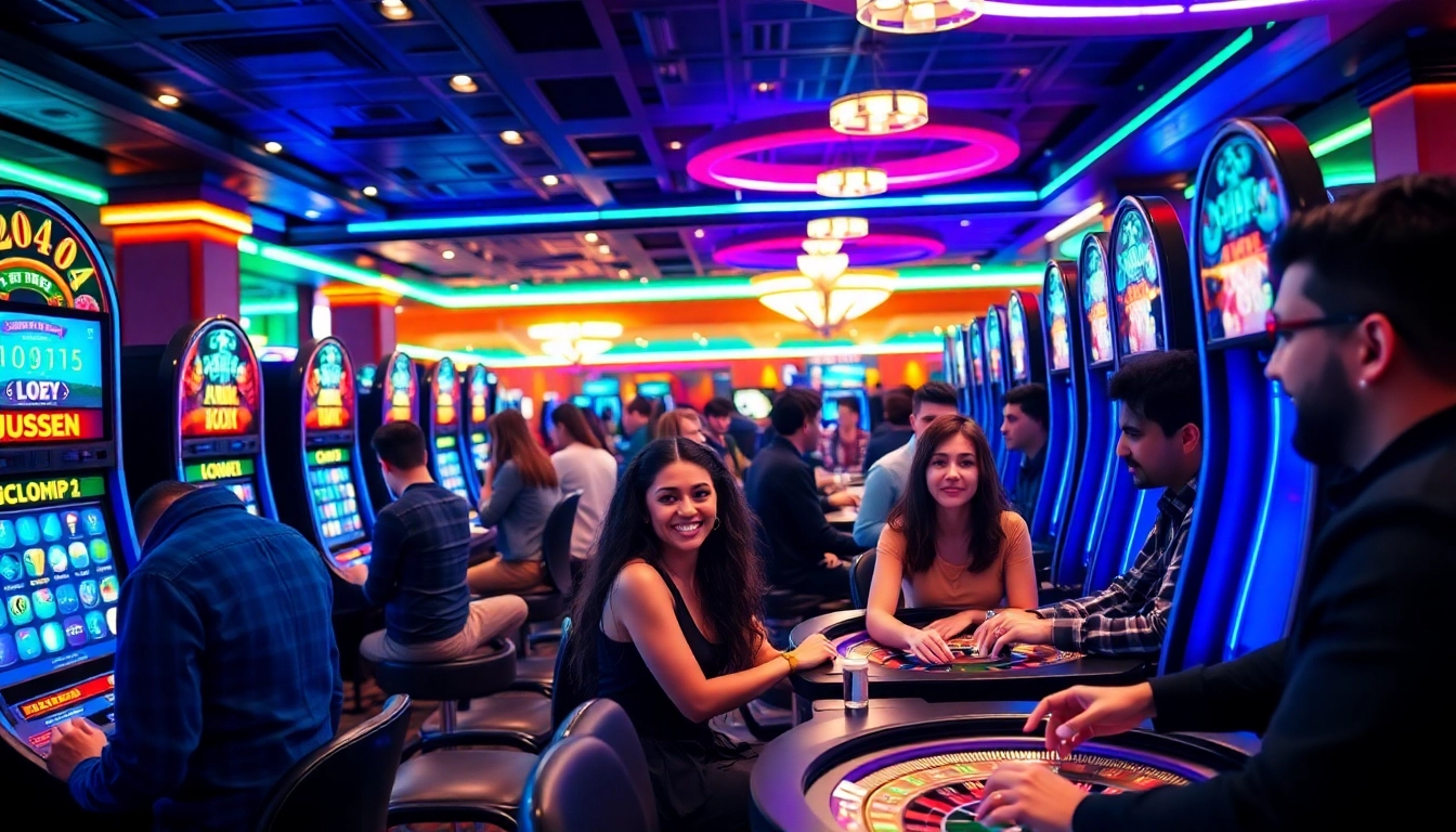 Experience the thrill of casino gaming at HB88 with diverse players and vibrant settings.
