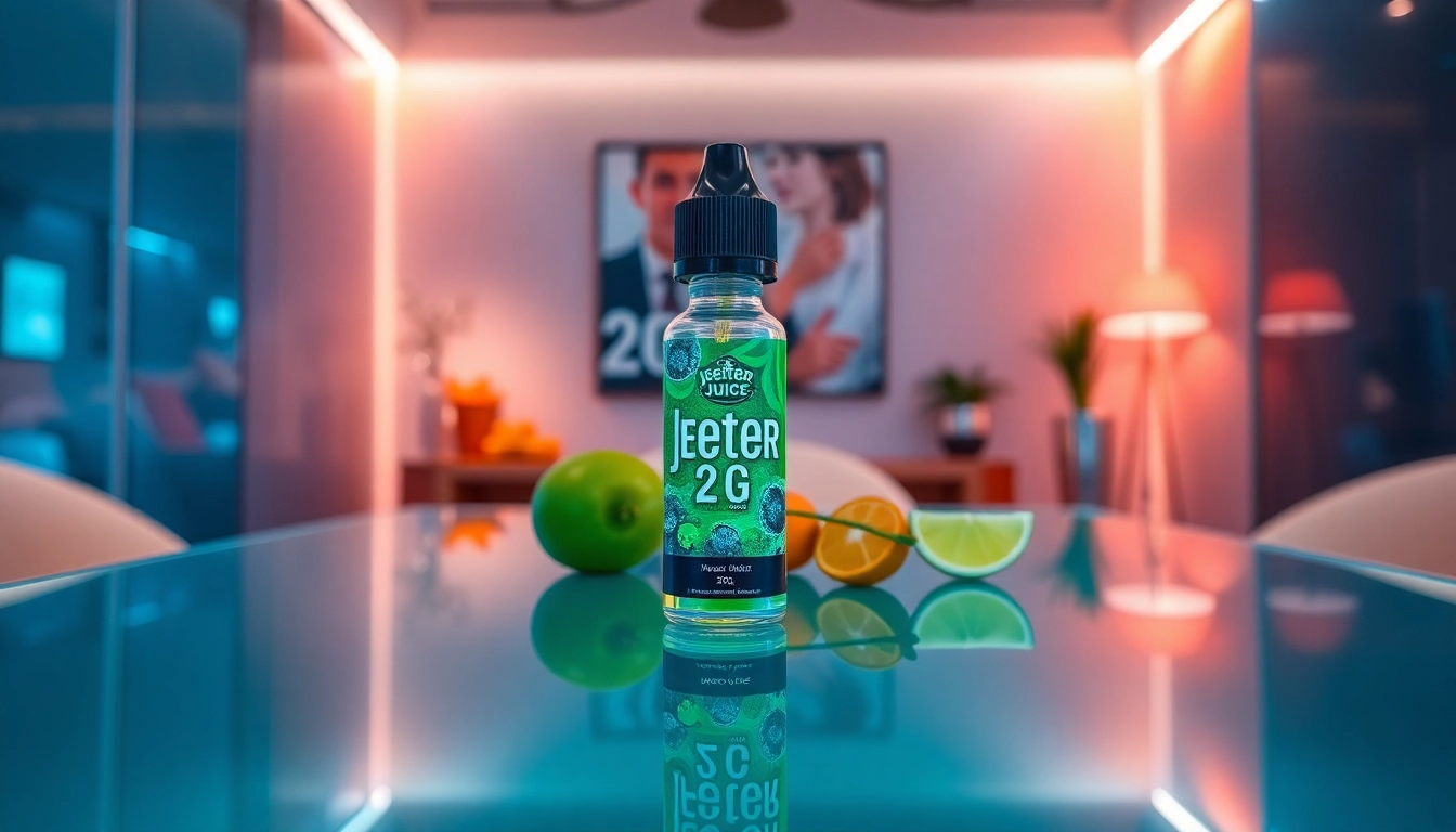 Experience the refreshing jeeter juice 2g in a stylish vape setting with vivid colors.
