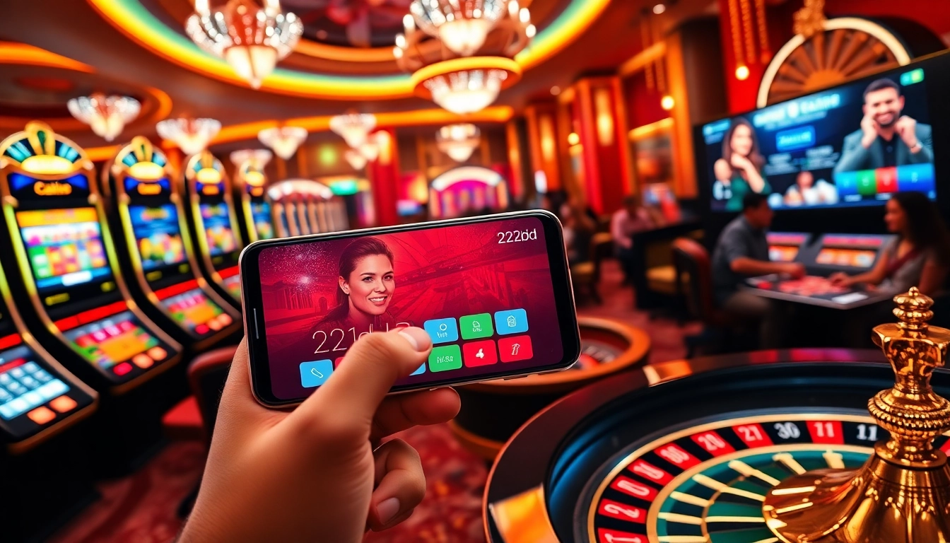 Engaged players enjoying real-time gaming on the 222bd app amidst luxurious casino ambiance.