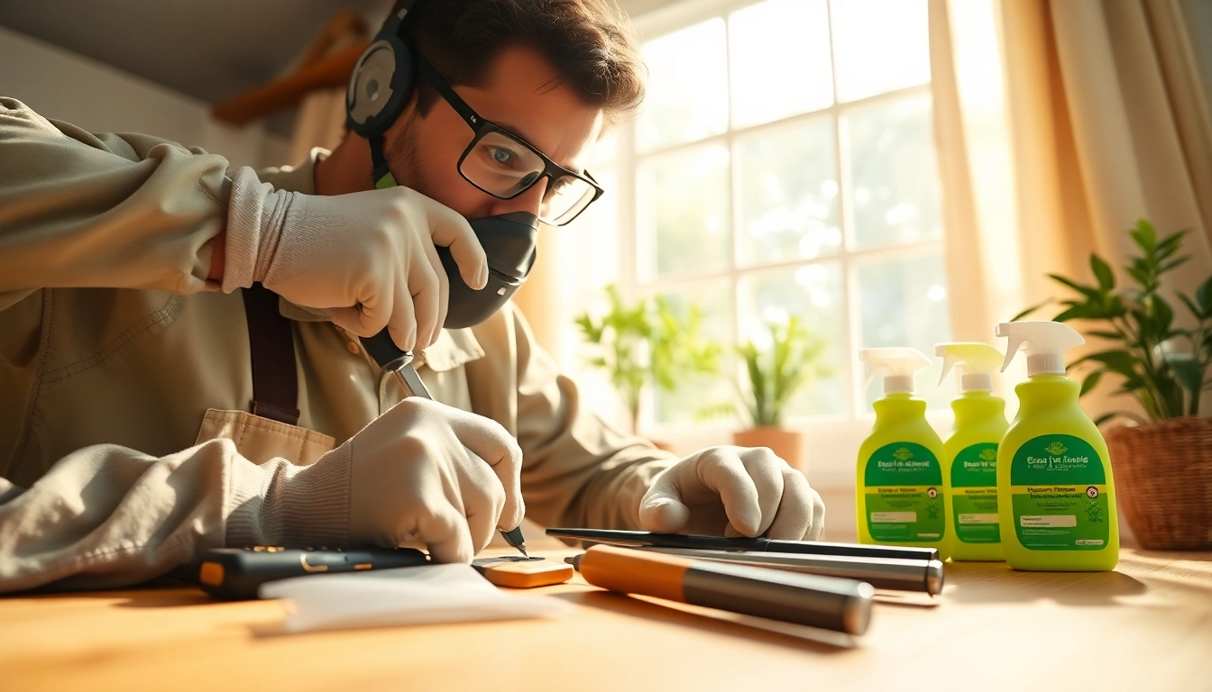 Effective home insect treatment service by a professional technician in a safe, cozy environment.