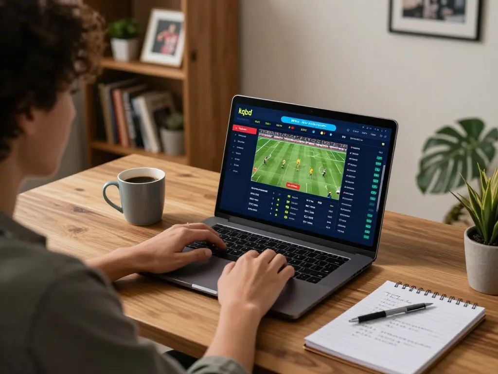 Engaging in kqbd live betting while analyzing odds from a laptop at a cozy home workspace.