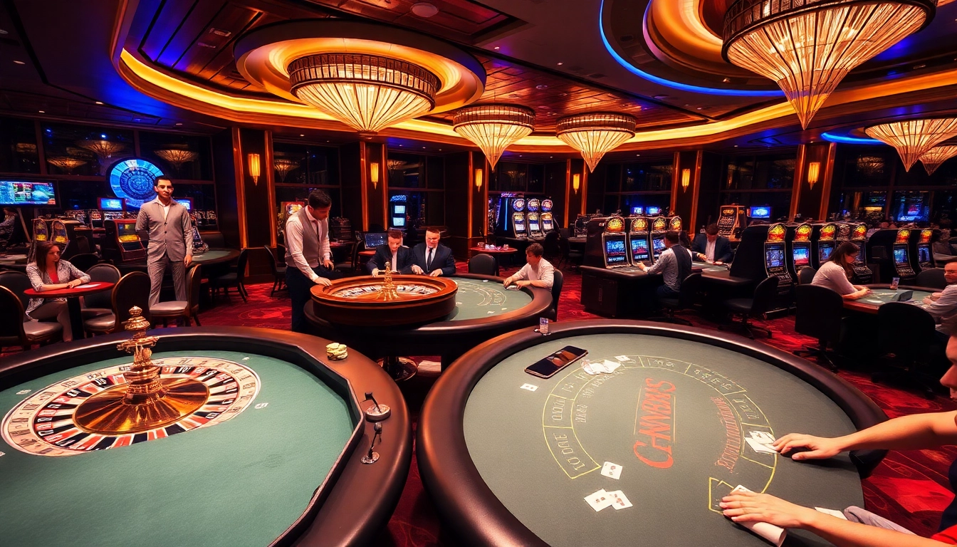 HM88 players enjoying engaging casino games with vibrant slots and elegant tables.