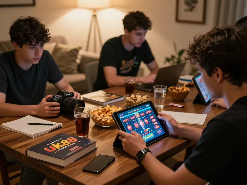 Engaging online gameplay on uk88 com shows player strategizing with snacks nearby.