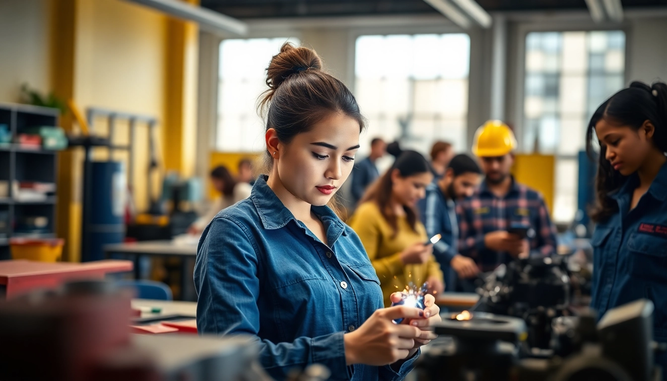 Students thriving in Trade School Tennessee hands-on learning environment with interactive tools.