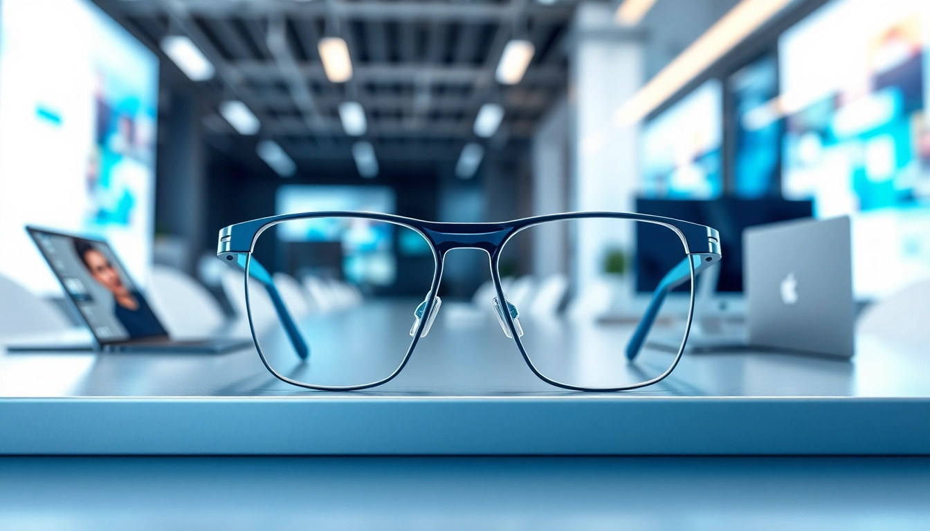 Showcase AI Glasses highlighting their unique design and modern features in a professional setting.