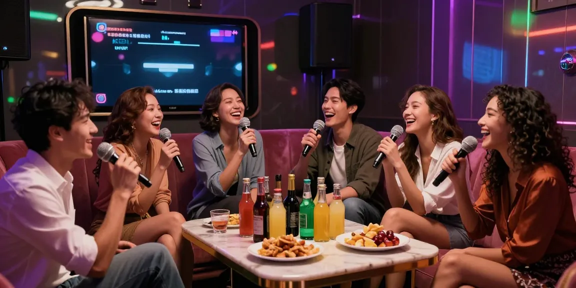강남쩜오에서 친구들과 함께 즐기는 프라이빗 가라오케 룸의 세련된 분위기