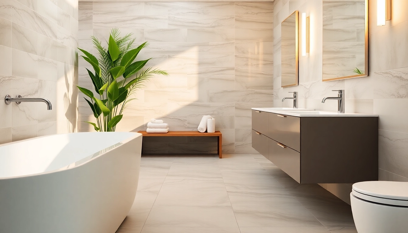 Schöne Badezimmer mit sonni sanitär Produkten, die moderne Eleganz ausstrahlen.
