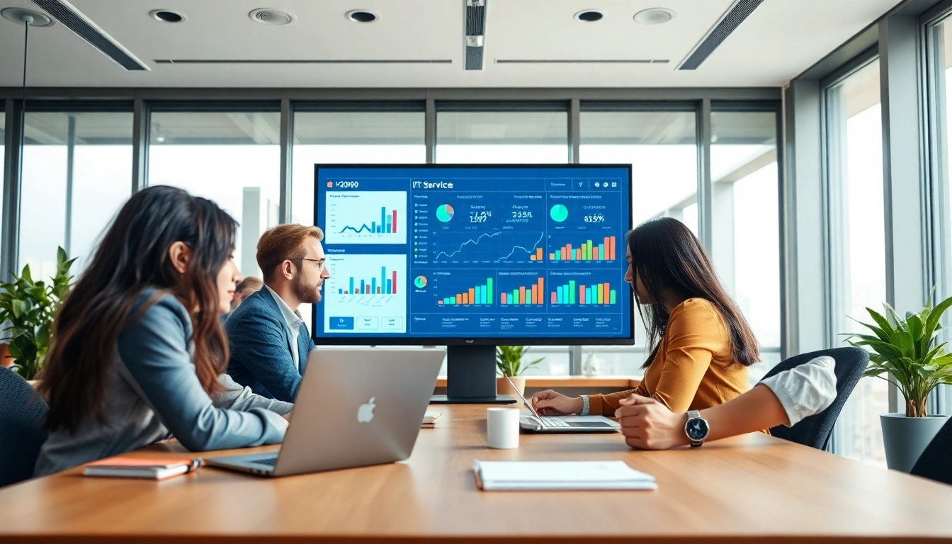 Managed IT services near me showcase a professional team collaborating in a modern office.