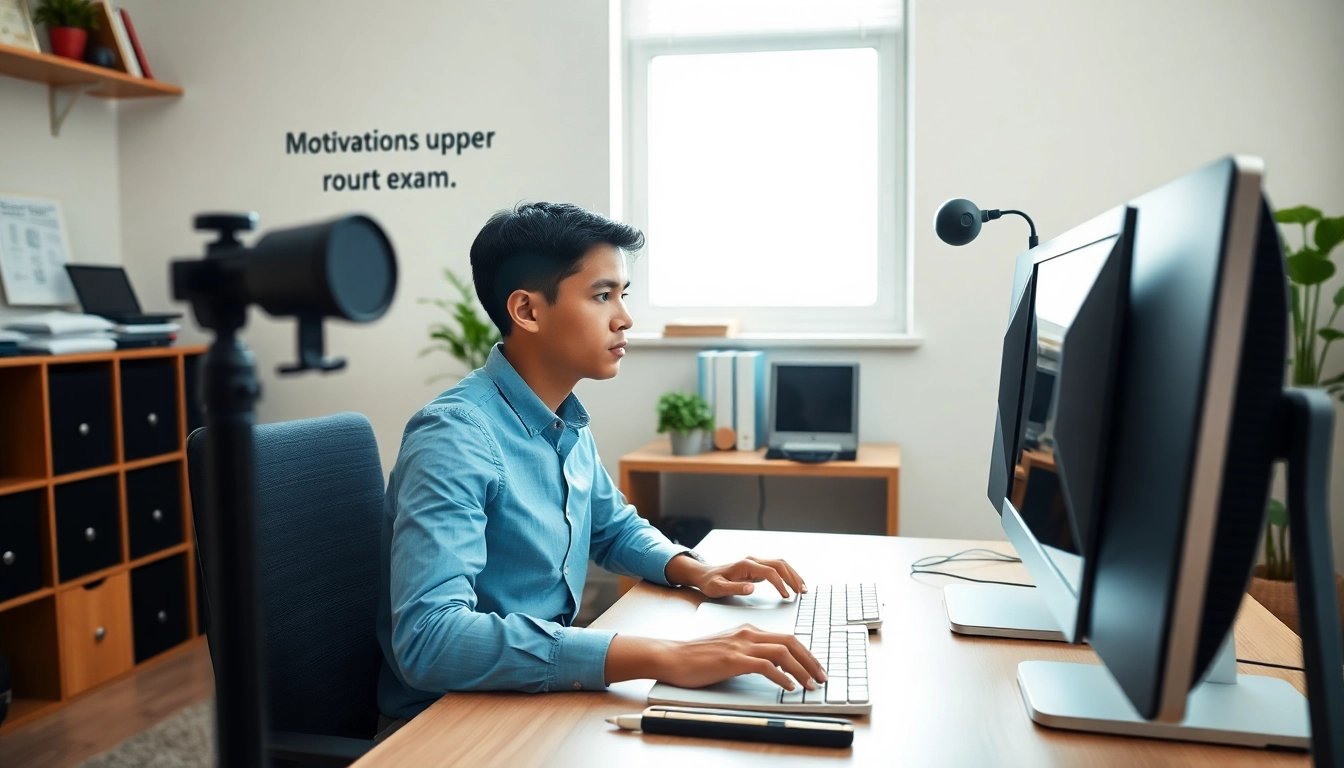 Enhance your proctored exam help experience with a focused student engaged in an online exam.
