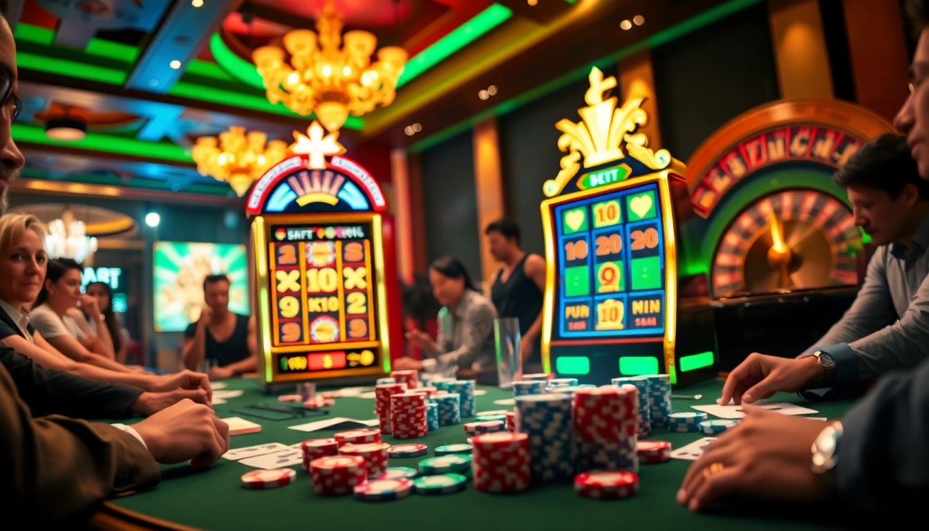 Players celebrating a win with s8-themed casino elements and vibrant gaming atmosphere.