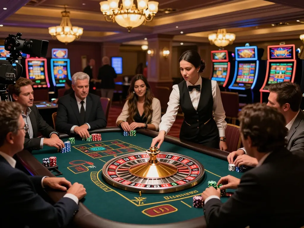 Players engage in high-stakes betting at the U888 roulette table surrounded by luxury.
