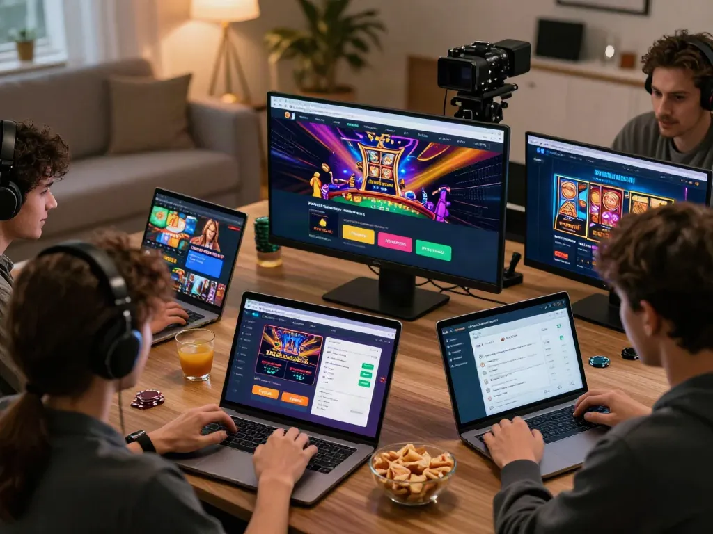 link alternatif djarum bos accessed on a vibrant online gambling platform with users engaged in a social setting.