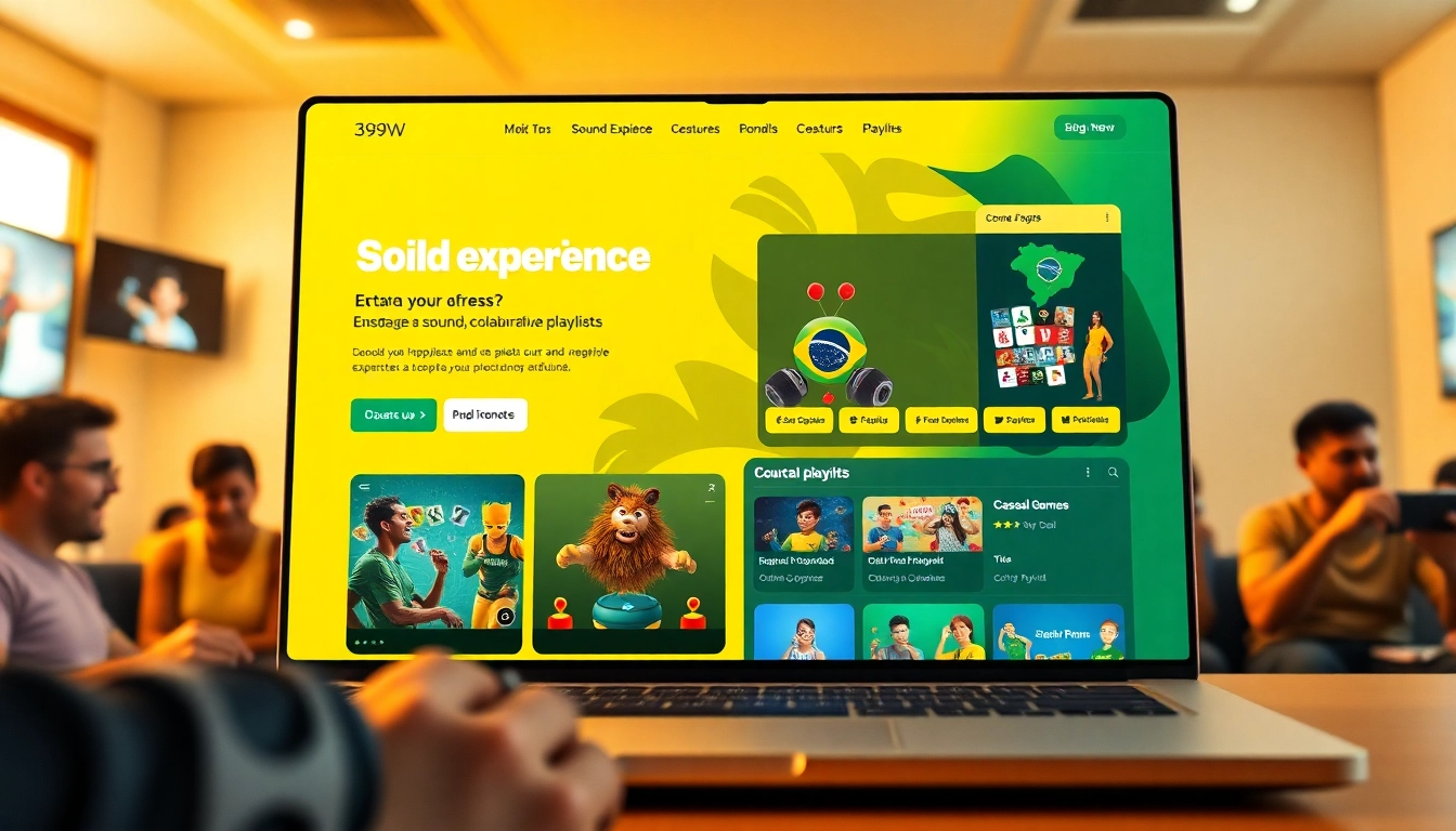 Engaging online betting platform interface for 399W, with Brazilian cultural elements.
