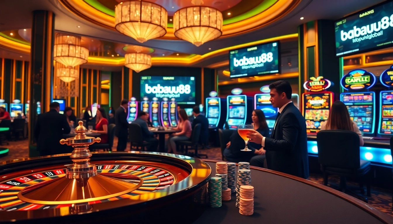 Experience thrilling action at https://babu88.global/ with players engaging around a vibrant casino scene.