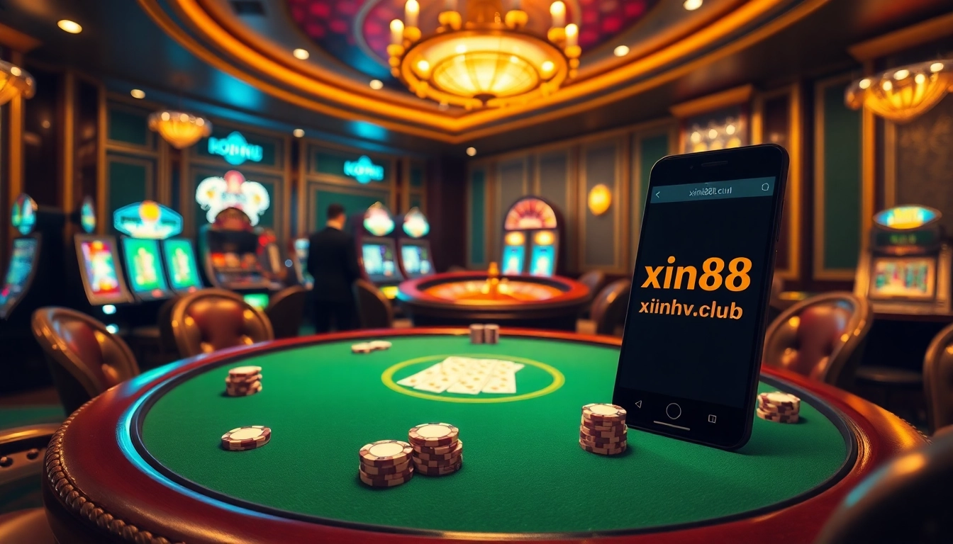 Experience the luxury of poker and slots at xin88hv.club's vibrant casino atmosphere.