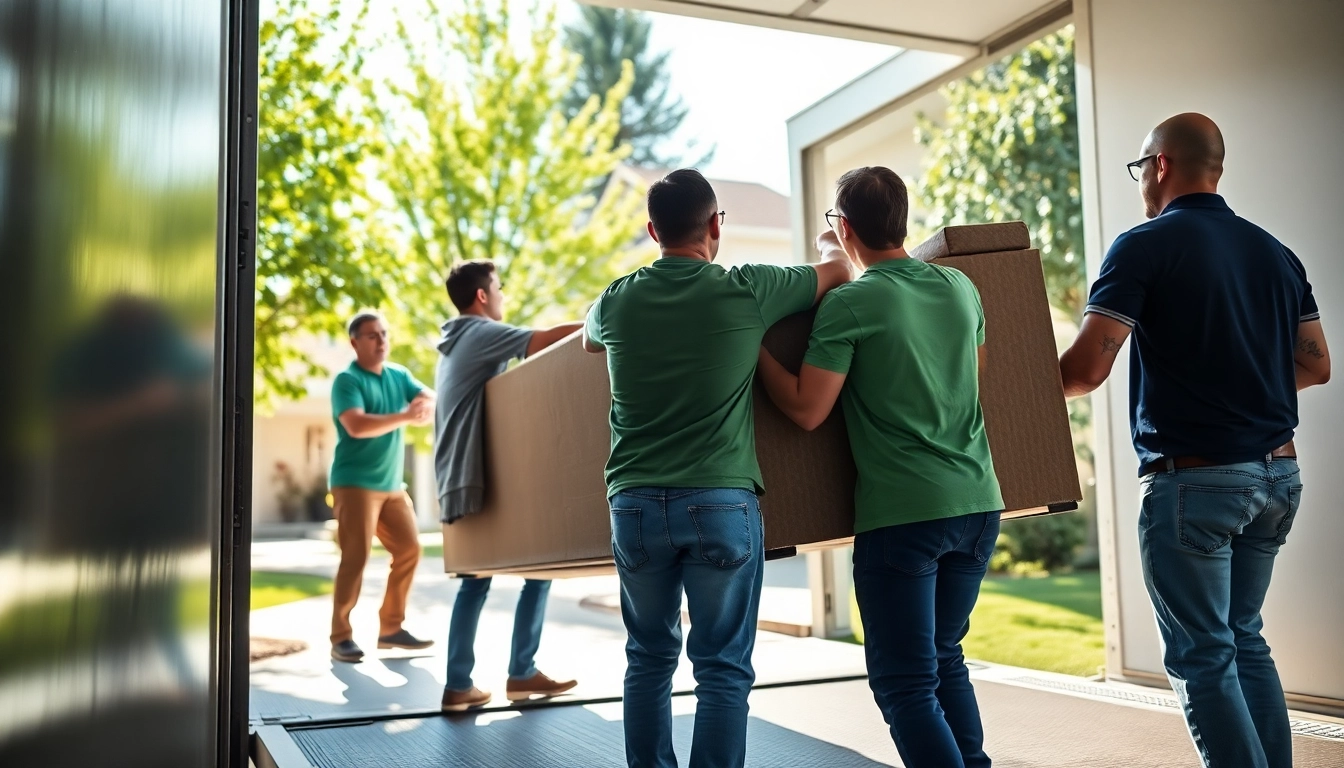 Calgary movers expertly lifting a couch into a moving truck during a residential move.