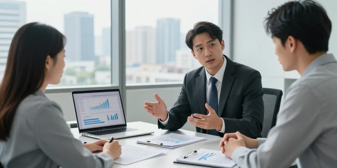 개인회생 상담을 받는 고객과 변호사, 전문적인 상담 환경