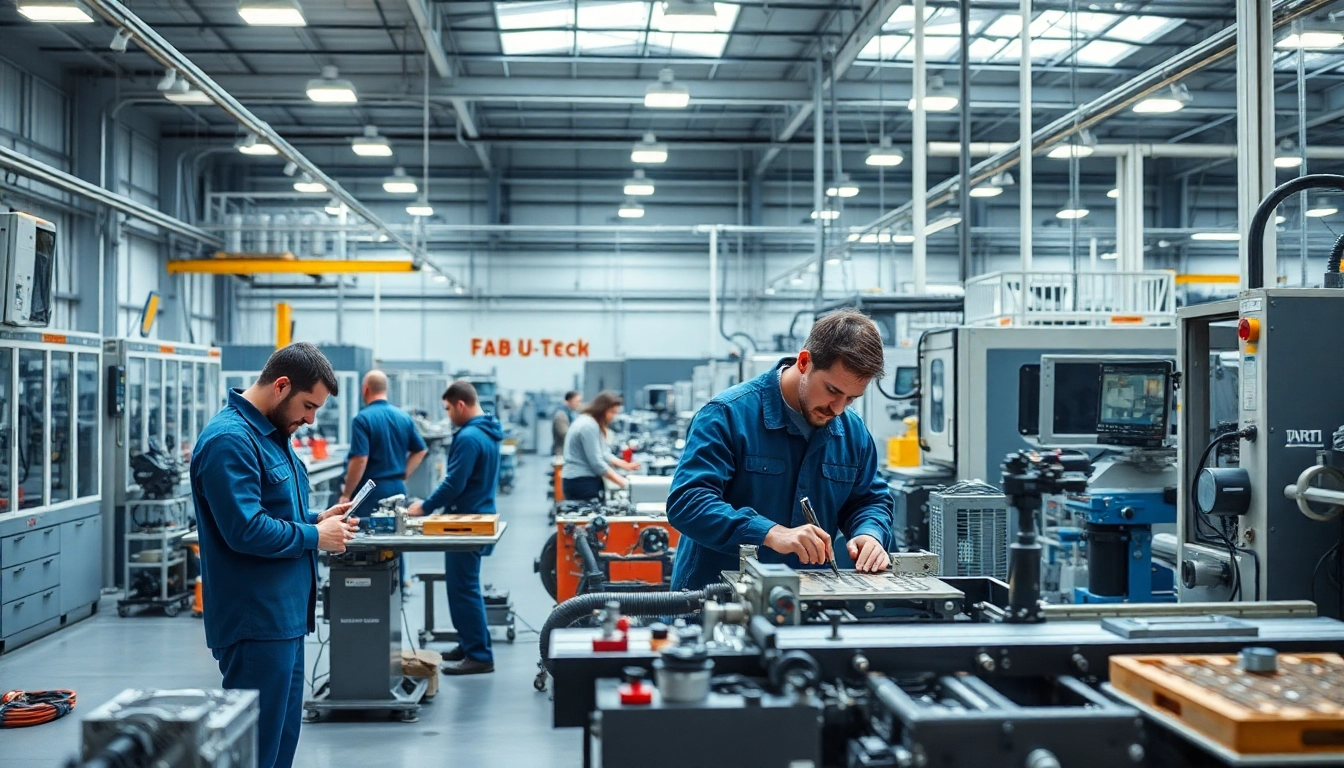 Workers collaborating in fab u tech industries highlighting advanced fabrication technologies.