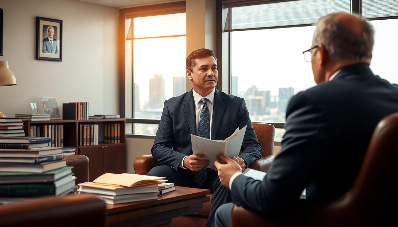 San Antonio truck accident lawyer consulting with a client in a professional office setting.