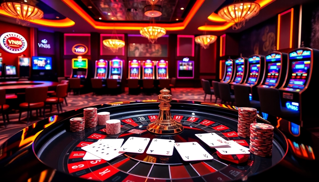 Experience the excitement of VN88 with vibrant casino tables and engaging games.