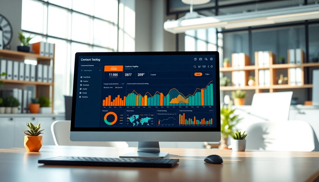 Analyze performance metrics with this content tracking tool visual in a modern office setting.