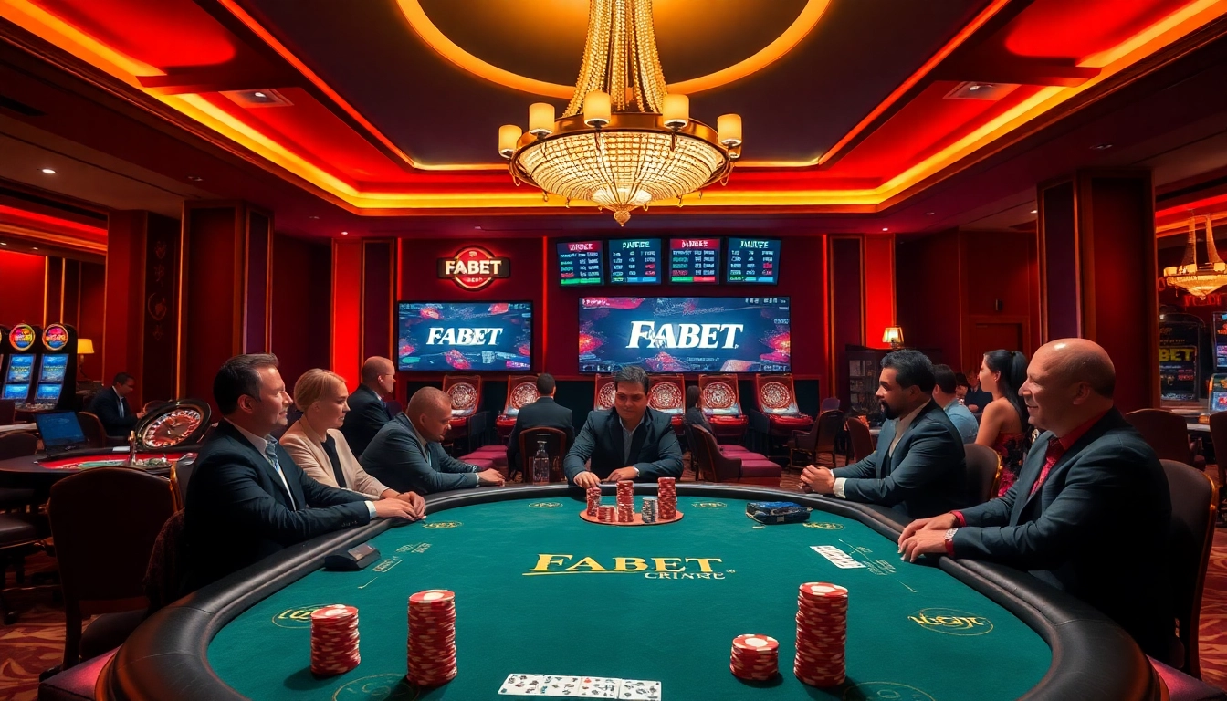 Experience excitement at FABET with vibrant poker tables and colorful chips.