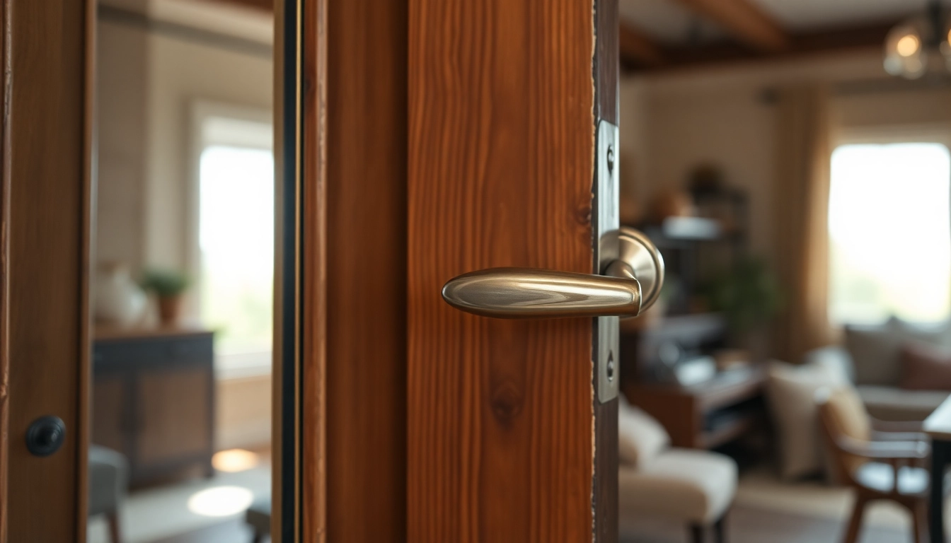 Admire this elegant door handle, showcasing its intricate design against a rustic backdrop.