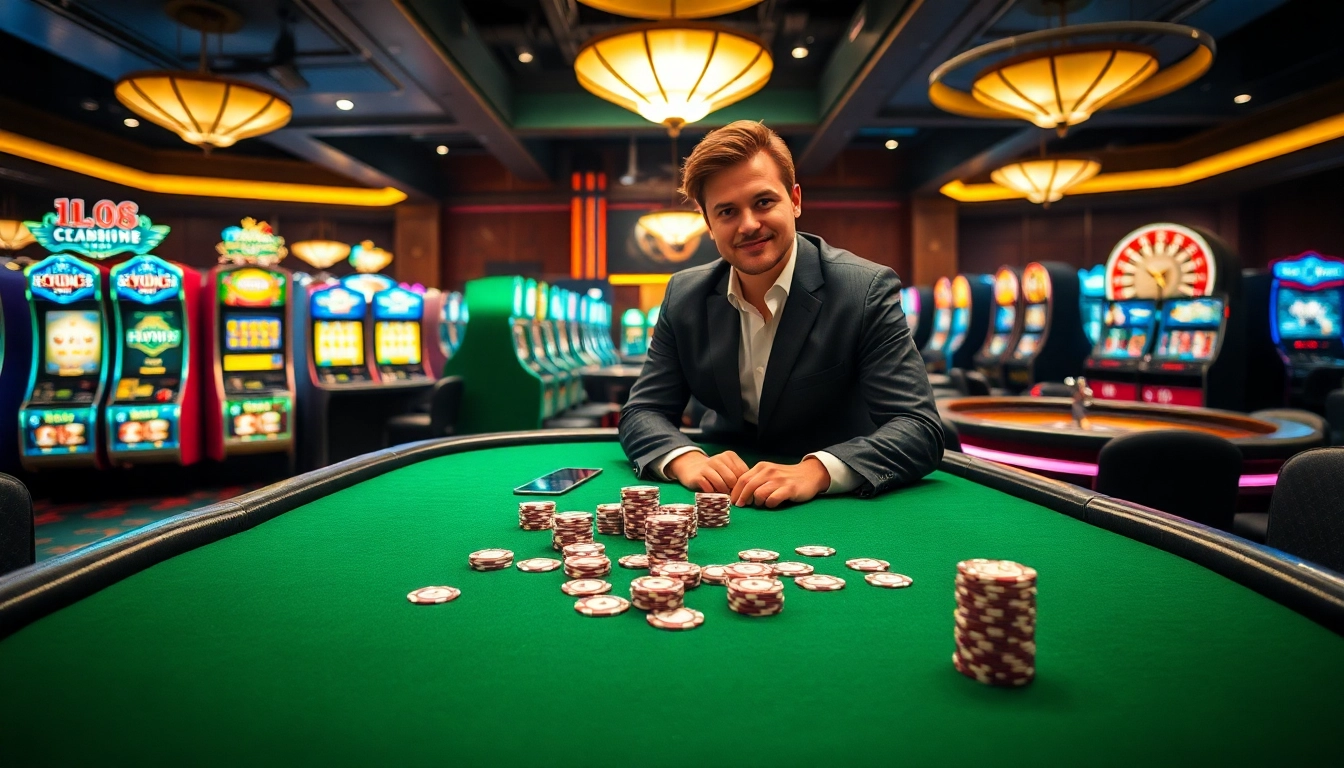 Experience the thrill of high-stakes poker with a vibrant casino backdrop at https://x88ni.com/.