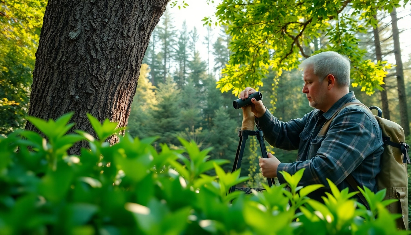 Black Mountain Tree Consultancy arborist diagnosing tree health in a lush garden.