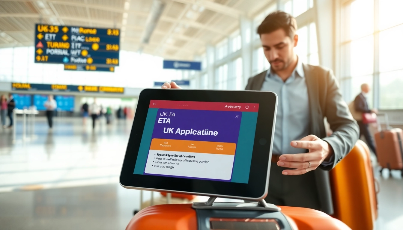 Explore the seamless uk eta online application process through a traveler’s digital device.
