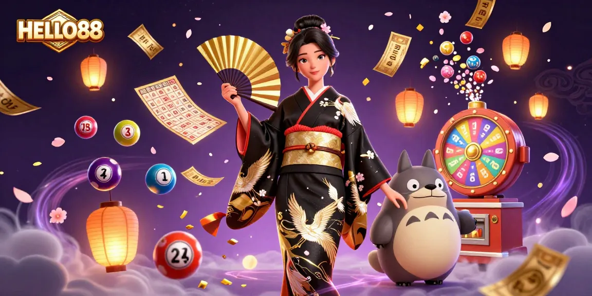 Join HELLO88 to enjoy exciting casino games with colorful illustrations of lottery elements.