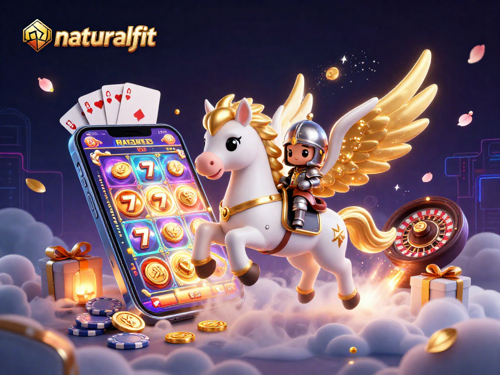 Play slots and win with naturalfit's exhilarating gaming experience showcasing golden coins and vibrant visuals.