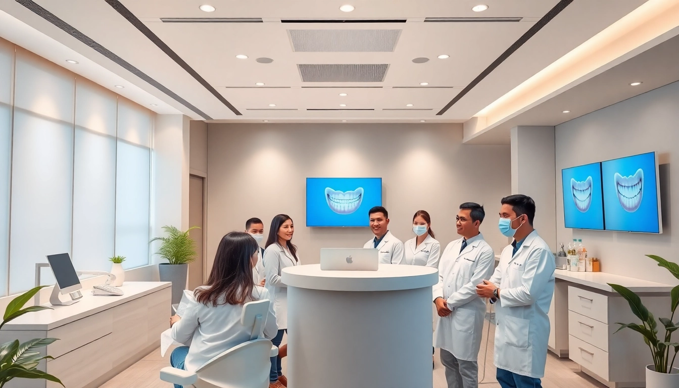 Invisalign treatment in Kuala Lumpur at a modern dental clinic, showcasing happy patients and professional dentists.