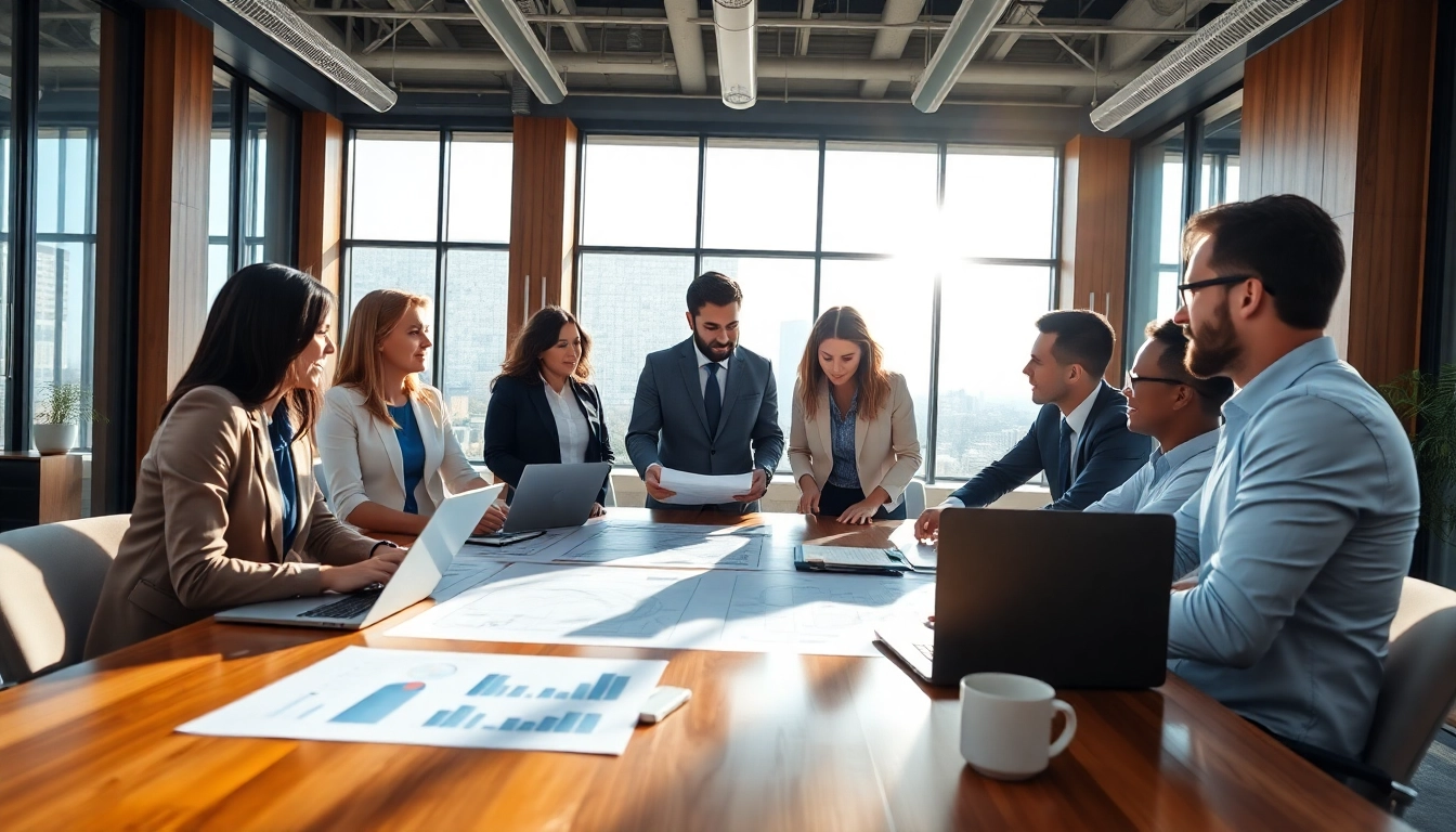 Discussing strategies for Public-Private Partnerships among professionals in a modern office.