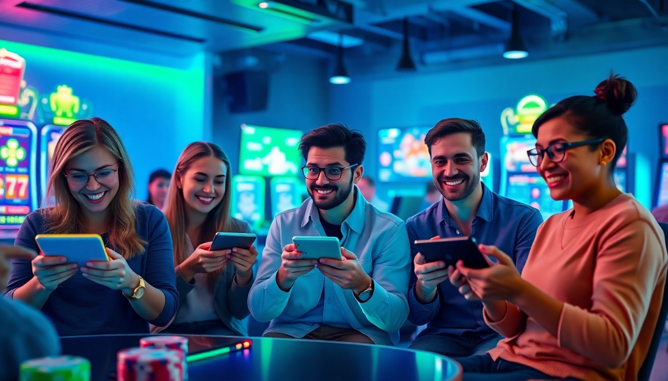 Engaging online gaming scene at https://go88vj.com/ featuring diverse players enjoying a modern digital casino environment.