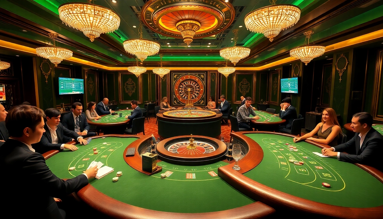 Engaging scene showcasing players at a b52 casino table, highlighting excitement and strategy.