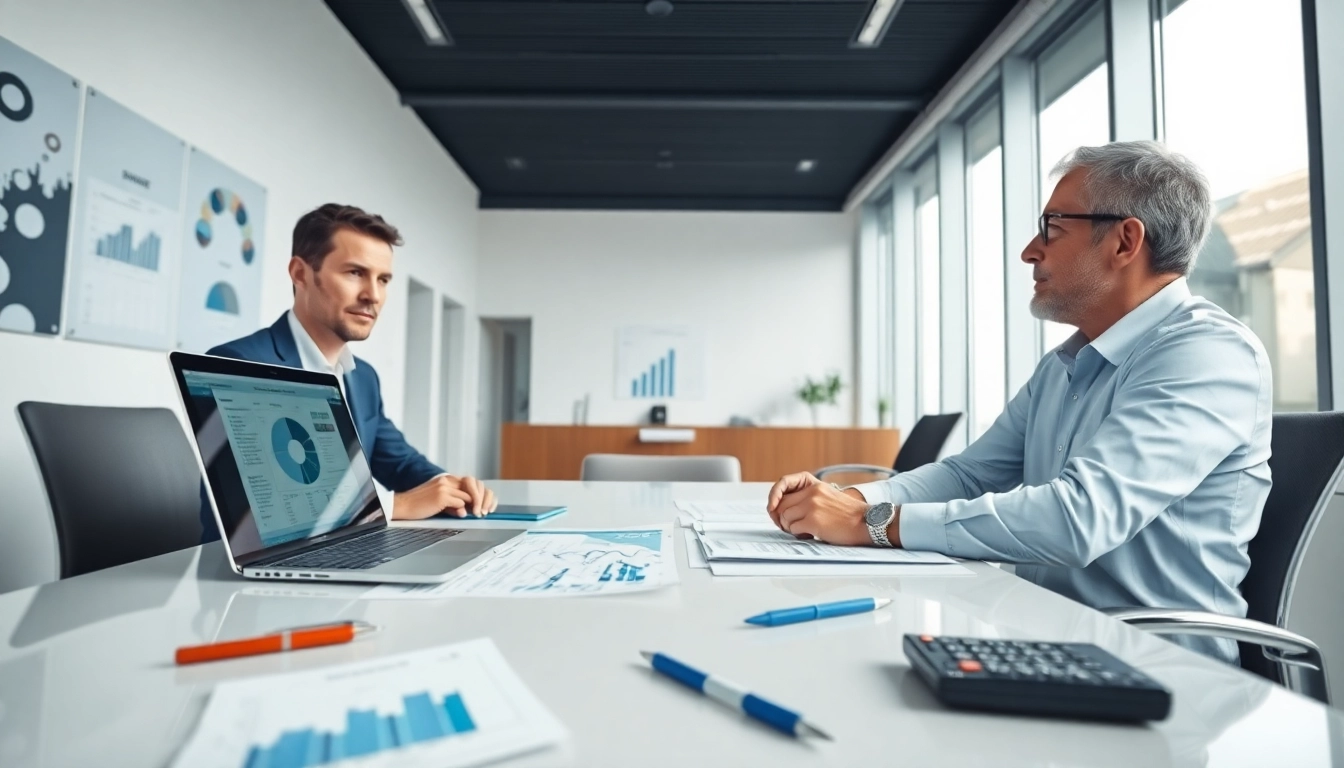 Professional advisor discussing Smsf options with clients in a modern office.