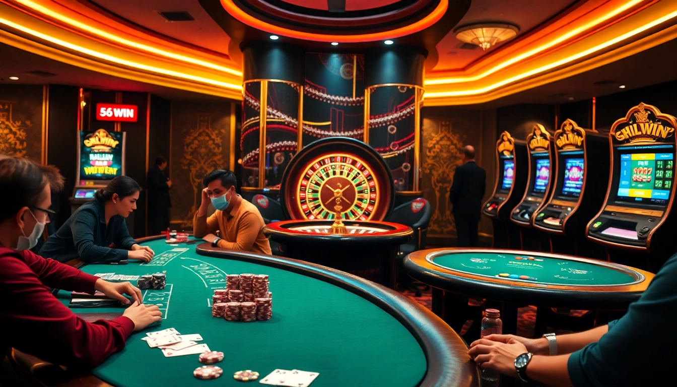 Experience thrilling gaming action at 56WIN with vibrant casino tables and exciting poker games.