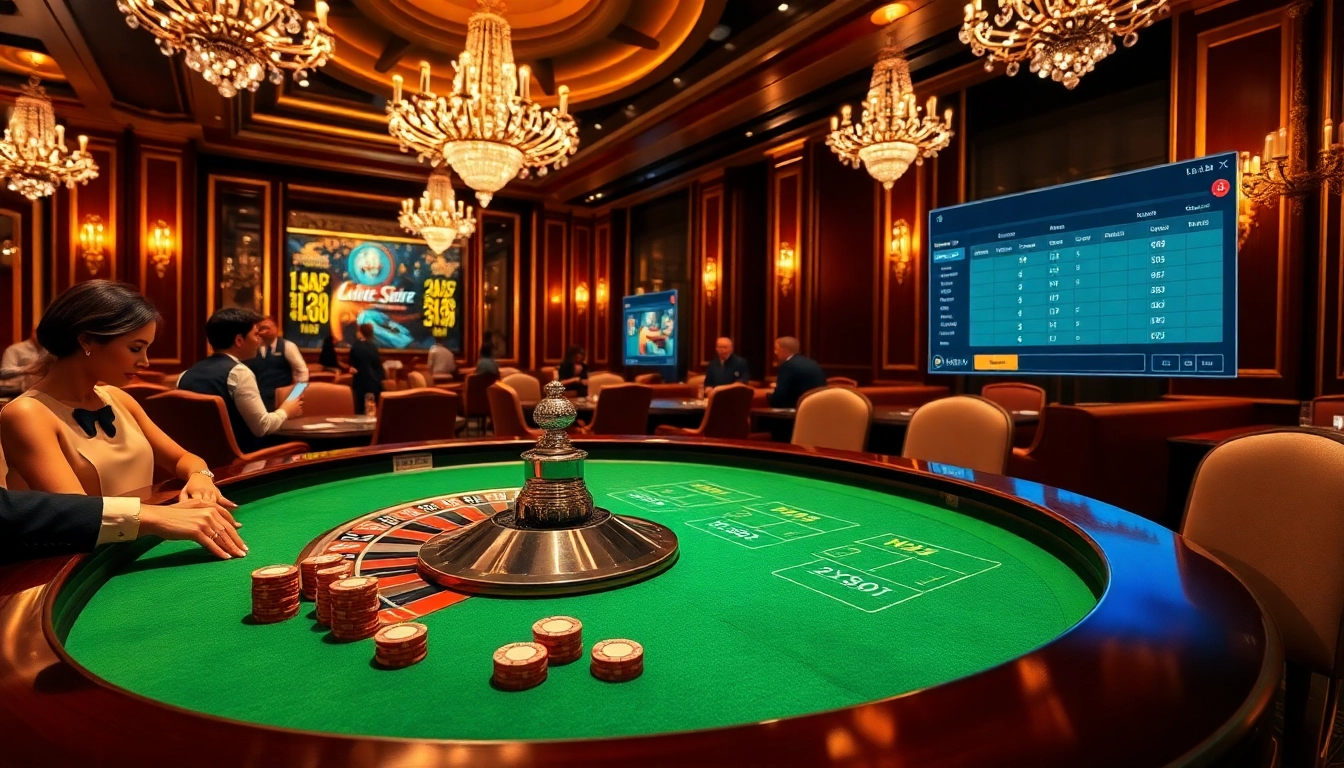 Experience high-stakes excitement at https://lucky88us.net/ with a vibrant roulette table amidst luxury.