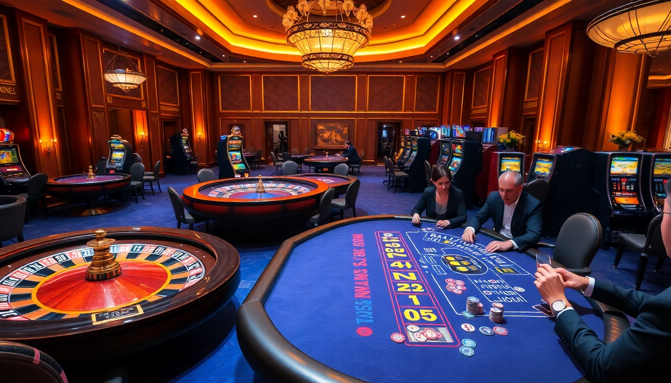 Casino players enjoying games at RAJABARONG, featuring colorful chips and professional ambiance.