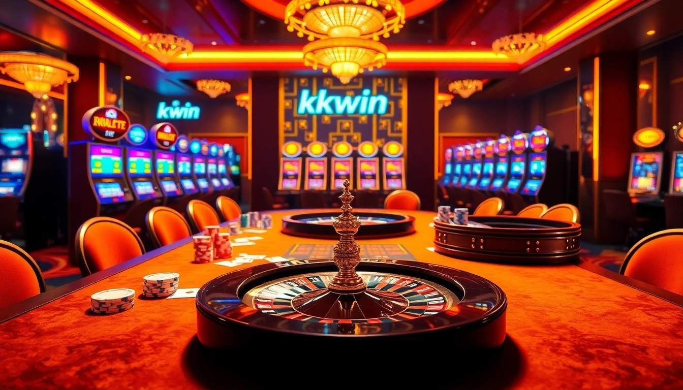 Experience exhilarating gameplay at the kkwin casino, with vibrant poker chips and energetic roulette action.