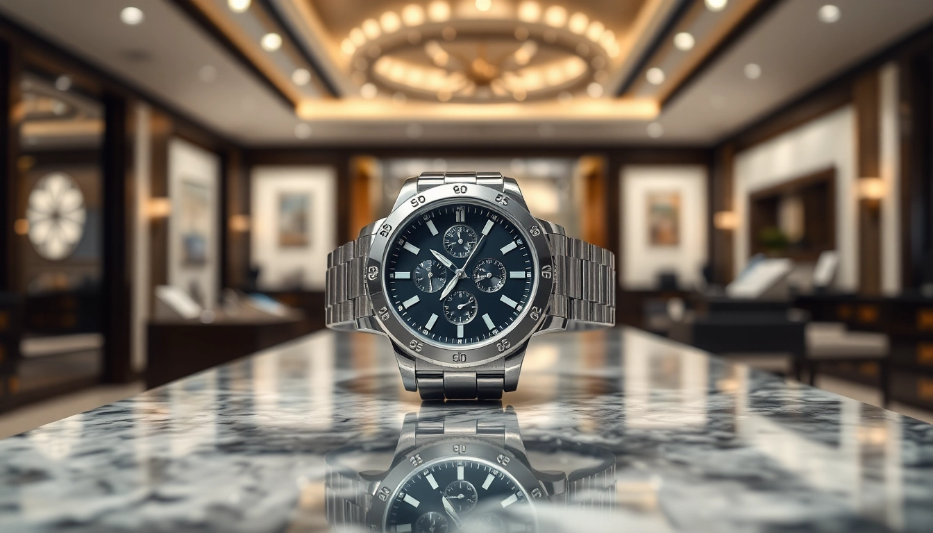 Admire the craftsmanship of a stunning replica watch on a modern display.