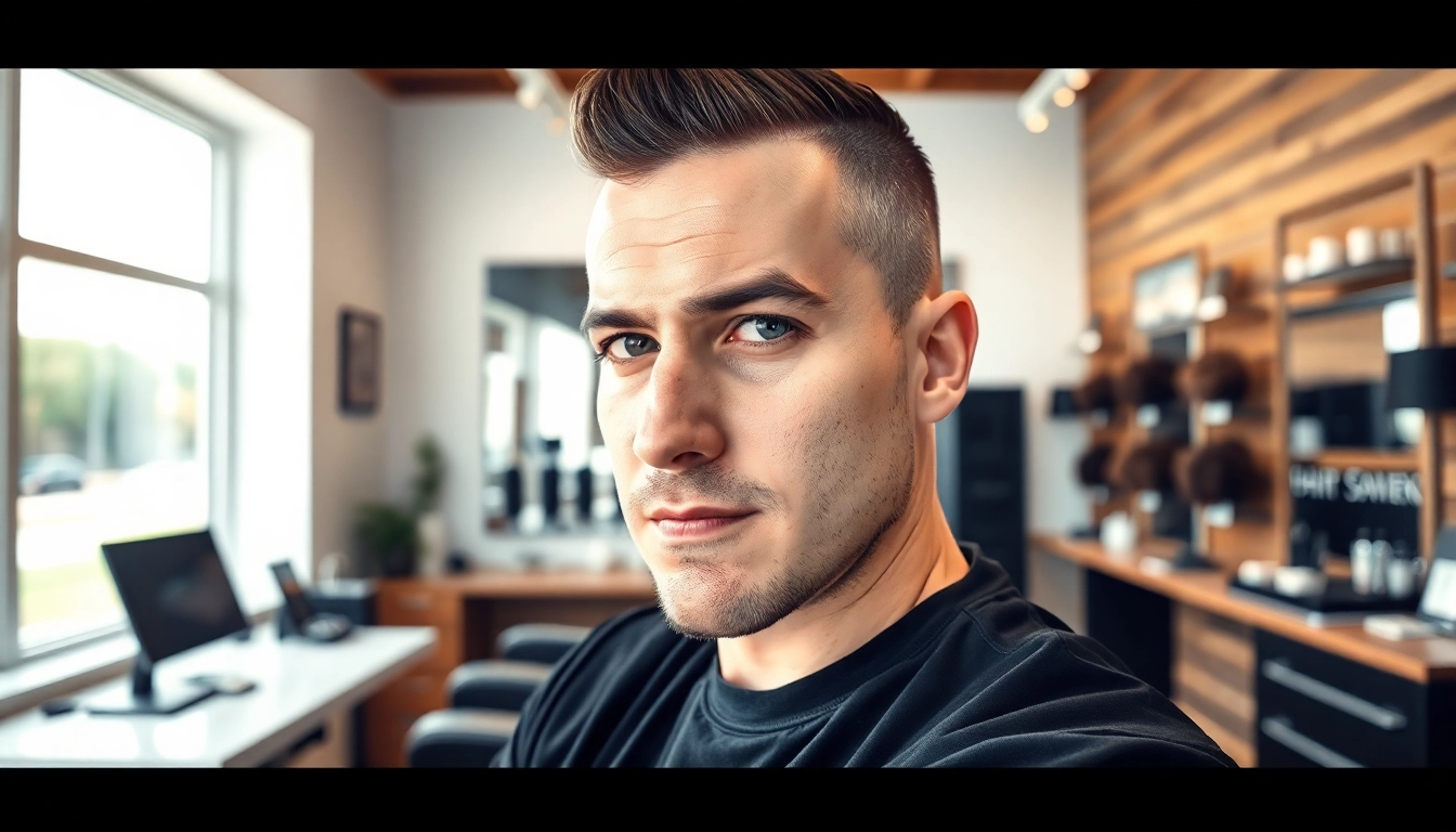 Ace of Fades 212 professional hair replacement studio showcasing hair systems and a barber.