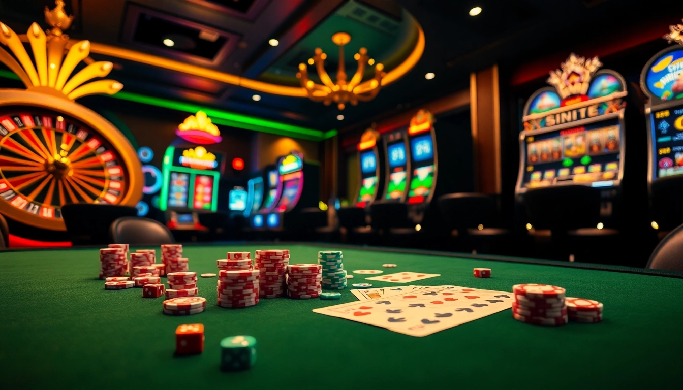 Experience the thrill of rr88 casino with poker chips and dazzling slot machines.
