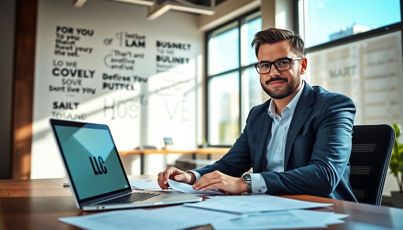 Guide on how to Start a US LLC with a consultant in a modern office setting.