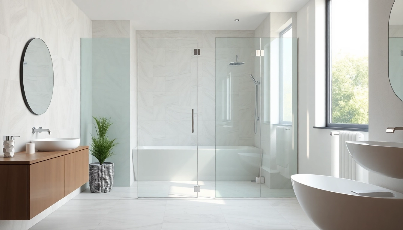 Stylish and elegant shower doors uk in a modern bathroom setting, featuring transparent glass and contemporary design.